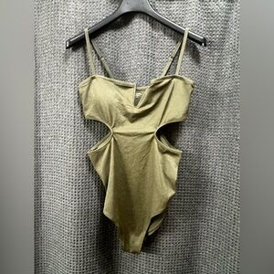 Aerie Shine Pique V Wire Cut Out One Piece Swimsuit - Size XL